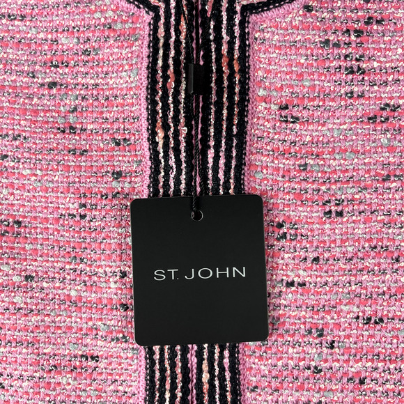 St. John For Mary Kay Long Tweed Jacket Women 0 Pink Wool Classic Elle Woods NWT - Picture 5 of 16